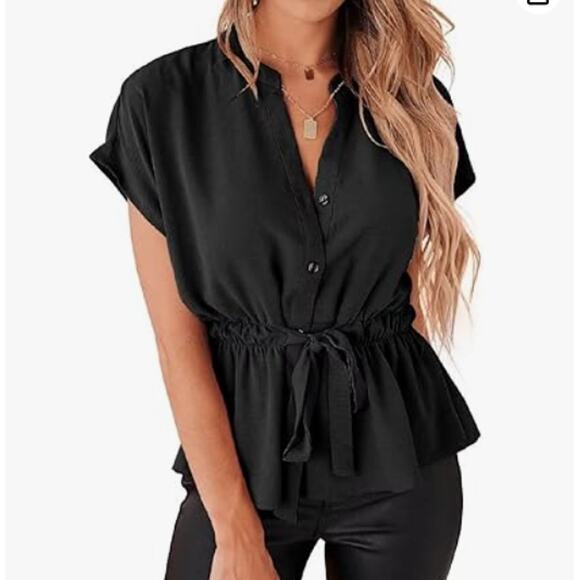 CiciBird Button Down Peplum Blouse - Picture 7 of 7